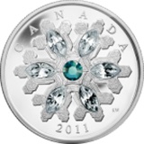 2011 Emerald Crystal Snowflake $20 fine silver coin Royal Canadian Mint