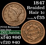 1847 Braided Hair Large Cent 1c Grades vf++