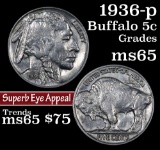 1936-p Buffalo Nickel 5c Grades GEM Unc