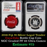 2018 Fiji Coca Cola Bottle Cap $1 Graded pr69 DCAM by NGC