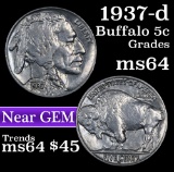 1937-d Buffalo Nickel 5c Grades Choice Unc