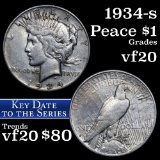 1934-s Peace Dollar $1 Grades vf, very fine