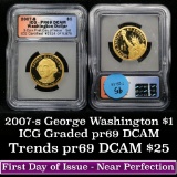 2007-s Washington Proof Presidential Dollar $1 Graded pr69 DCAM By ICG