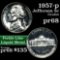 1957-p Jefferson Nickel 5c Grades GEM++ Proof