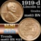 1919-d Lincoln Cent 1c Grades Select Unc BN