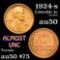 1924-s Lincoln Cent 1c Grades AU, Almost Unc