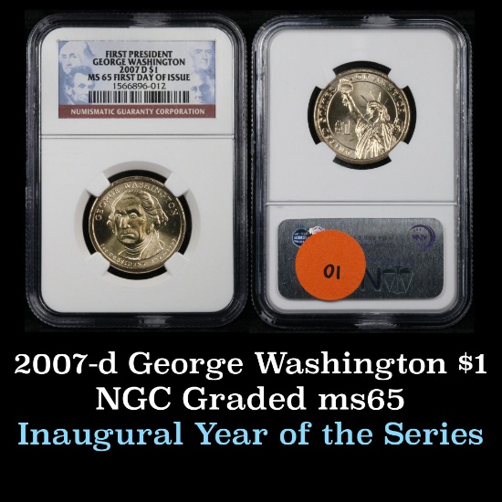 NGC 2007-D GEORGE WASHINGTON Presidential Dollar $1 Graded ms65 by NGC