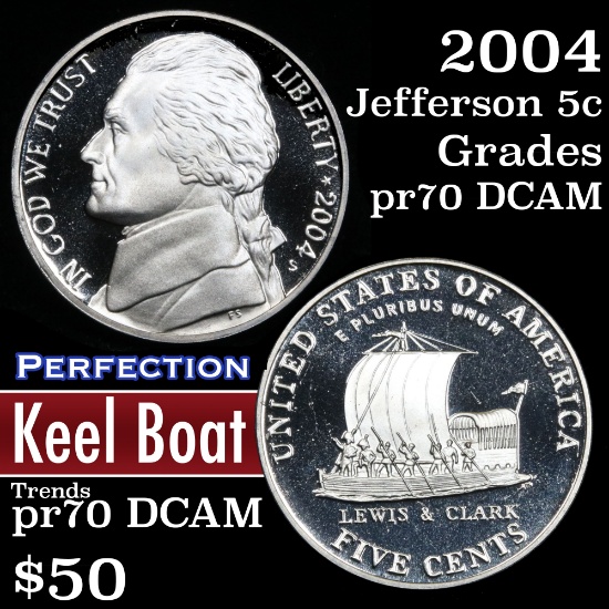 2004-s Keel Boat Jefferson Nickel 5c Grades GEM++ Proof Deep Cameo