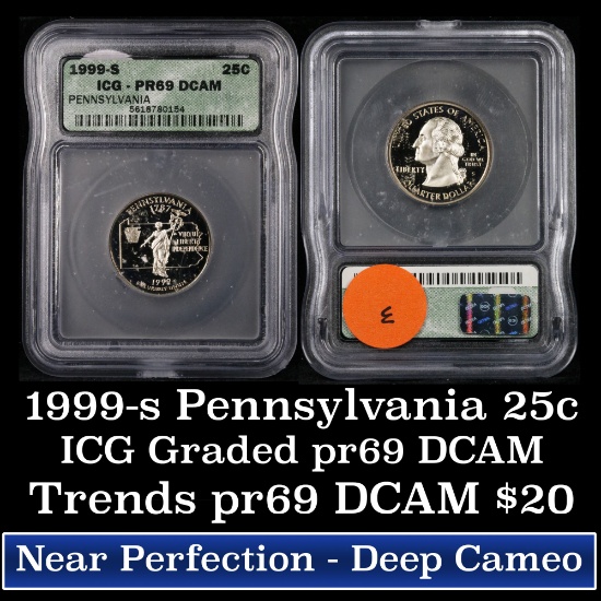 1999-s Pennsylvania Washington Quarter 25c Graded pr69 dcam By ICG