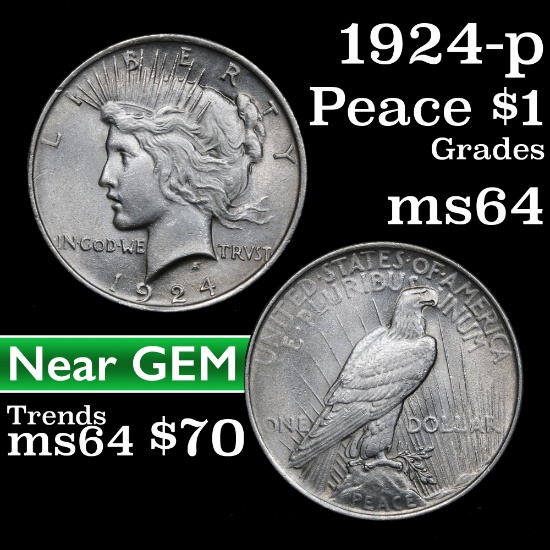 1924-p Peace Dollar $1 Grades Choice Unc