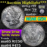 ***Auction Highlight*** 1878-p 7tf rev 79 Morgan Dollar $1 Graded Choice+ Unc by USCG (fc)