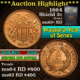 ***Auction Highlight*** 1864 Two Cent Piece 2c Graded Select+ Unc RD by USCG (fc)