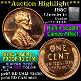 ***Auction Highlight*** 1950 Lincoln Cent 1c Graded Gem++ Proof Red Cameo by USCG (fc)