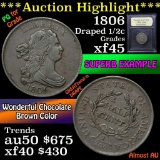 ***Auction Highlight*** 1806 Draped Bust Half Cent 1/2c Graded xf+ by USCG (fc)