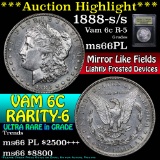 ***Auction Highlight*** 1888-s/s Vam 6c R-5 Morgan Dollar $1 Graded GEM+ UNC PL by USCG (fc)