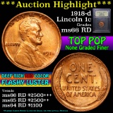 ***Auction Highlight*** 1918-d Lincoln Cent 1c Graded GEM+ Unc RD by USCG (fc)