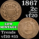1867 Two Cent Piece 2c Grades vf, very fine