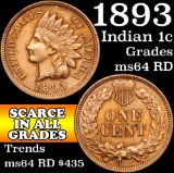 1893 Indian Cent 1c Grades Choice Unc RD