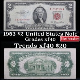 1953 $2 Red Seal United States Note Grades xf