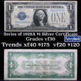 1928A $1 Blue Seal Silver Certificate Sigs Woods/Mellon Grades vf++