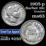 1905-p Barber Dime 10c Grades Select Unc