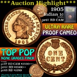 ***Auction Highlight*** 1905 Indian Cent 1c Graded Gem++ Proof Red Cameo by USCG (fc)