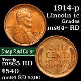 1914-p Lincoln Cent 1c Grades Choice+ Unc RD