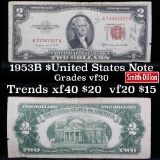 1953B $2 Red Seal United States Note Grades vf++