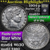 ***Auction Highlight*** 1904-p Barber Quarter 25c Graded Select+ Unc by USCG (fc)