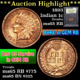 ***Auction Highlight*** 1893 Indian Cent 1c Graded GEM Unc RB by USCG (fc)