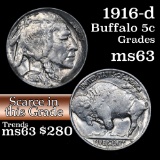 1916-d Buffalo Nickel 5c Grades Select Unc