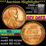 ***Auction Highlight*** 1909-s Lincoln Cent 1c Graded Choice+ Unc RD by USCG (fc)