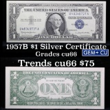 1957B $1 Blue Seal Silver Certificate Grades Gem+ CU