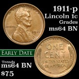 1911-p Lincoln Cent 1c Grades Choice Unc BN