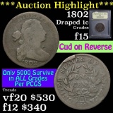 ***Auction Highlight*** 1802 Draped Bust Large Cent 1c Graded f+ by USCG (fc)