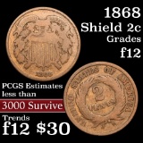 1868 Two Cent Piece 2c Grades f, fine