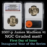 NGC 2007-p JAMES MADISON Presidential Dollar $1 Graded ms60 by NGC