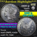 ***Auction Highlight*** 1896-p Morgan Dollar $1 Graded GEM Unc DMPL by USCG (fc)