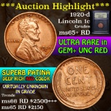 ***Auction Highlight*** 1920-d Lincoln Cent 1c Graded Gem+ Unc RD by USCG (fc)