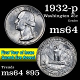 1932-p Washington Quarter 25c Grades Choice Unc