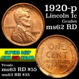 1920-p Lincoln Cent 1c Grades Select Unc RD