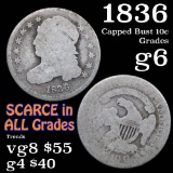 1836 Capped Bust Dime 10c Grades g+