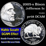 2005-s Bison Jefferson Nickel 5c Grades GEM++ Proof Deep Cameo