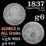 1837 Capped Bust Dime 10c Grades g+