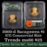 2000-d sacagewea Dollar $1 Graded ms60 By ICG