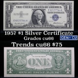 1957 $1 Blue Seal Silver Certificate Grades Gem+ CU