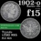 1902-o Barber Quarter 25c Grades f+