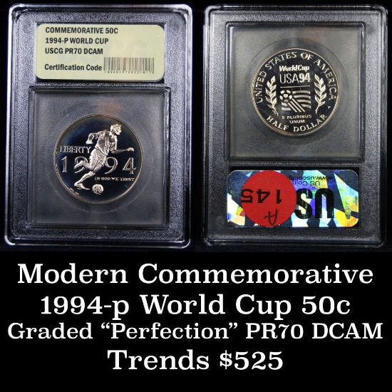 1994-p World Cup Proof Commem Half Dollar 50c Graded Perfect Gem+++ Proof DCAM