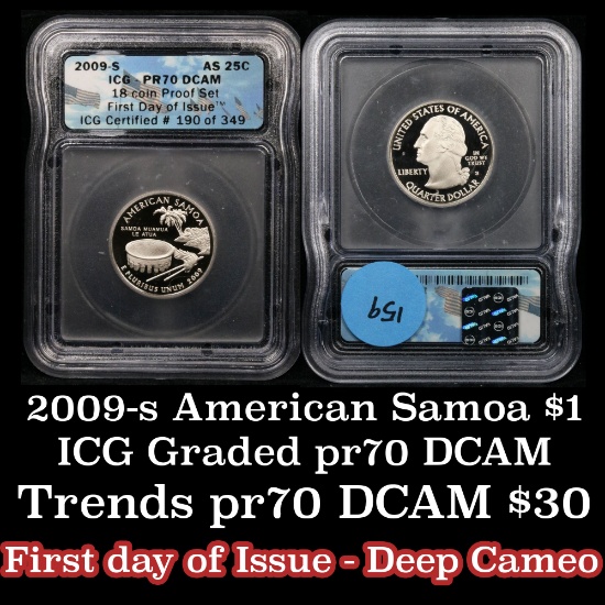 2009-s Proof American Samoa Washington Quarter 25c Graded pr70 DCAM by ICG
