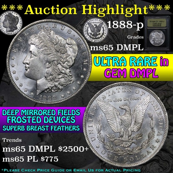 ***Auction Highlight*** 1888-p Morgan Dollar $1 Graded GEM Unc DMPL By USCG (fc)